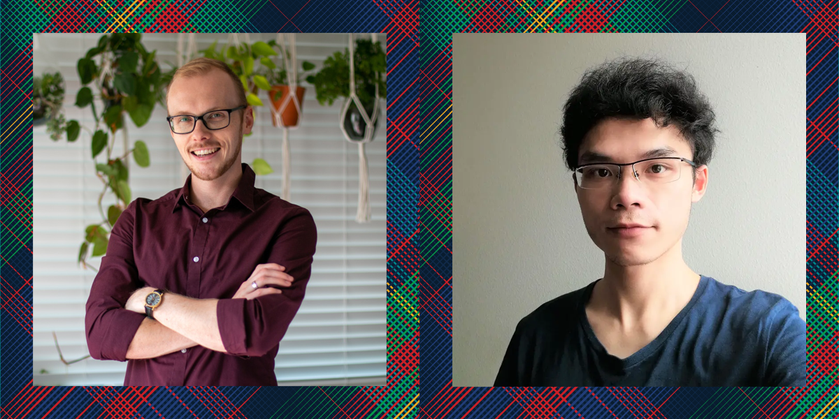 Headshot images of Maarten Sap and Xuhui Zhou
